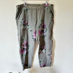 Bella Amore Floral Print Pants - Gray and Purple